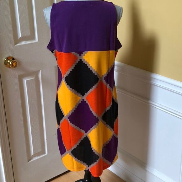 Multicolored Diamond Print Dress - Picture 3 of 3